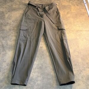 Express Cargo Pants Womens 6R Olive Brown Super High Rise Ankle Belted 007452230